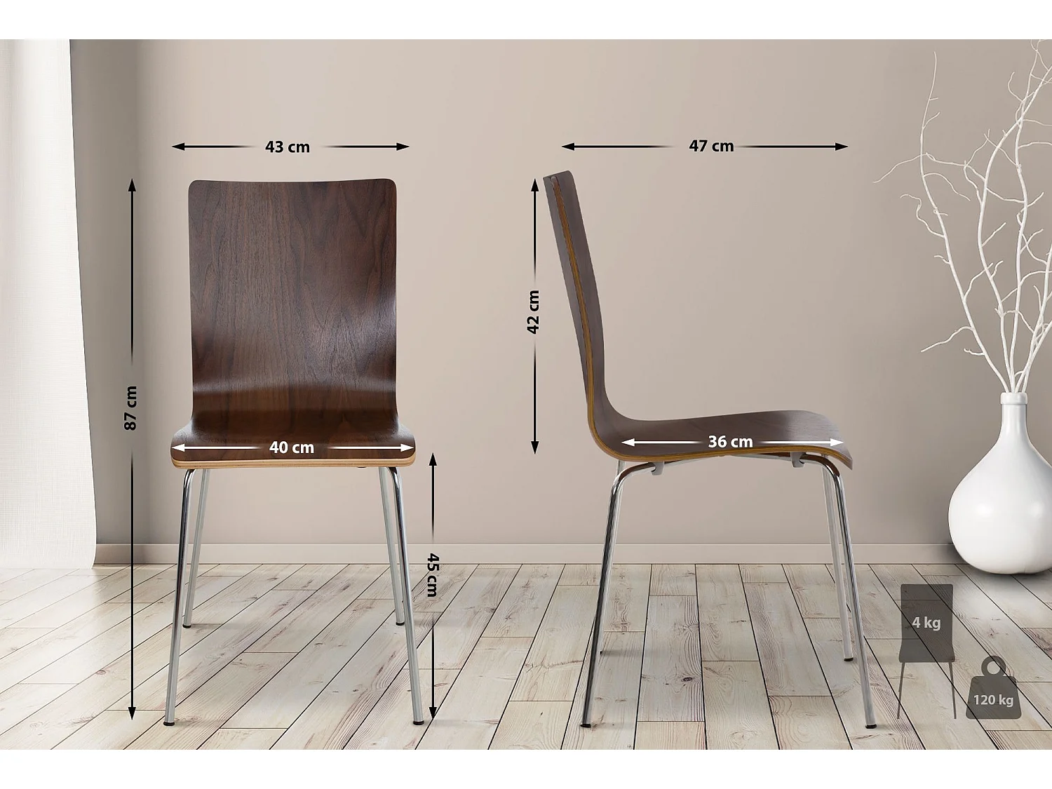 Lot de 2  Chaise de conférence - Bois & Antique - Noyer - PEPE