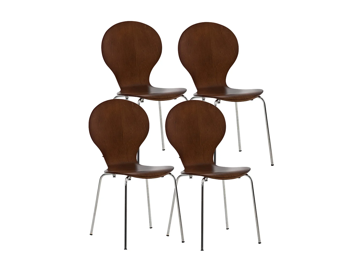 Set van 4  Conferentiestoelen - Hout - bruin - DIEGO