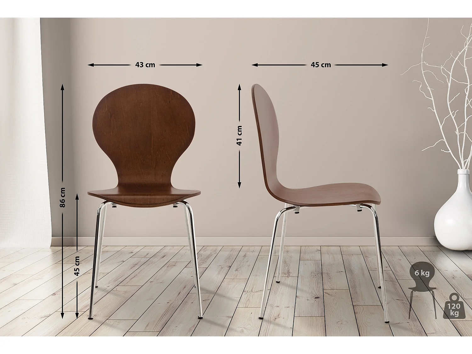 Set van 4  Conferentiestoelen - Hout - bruin - DIEGO