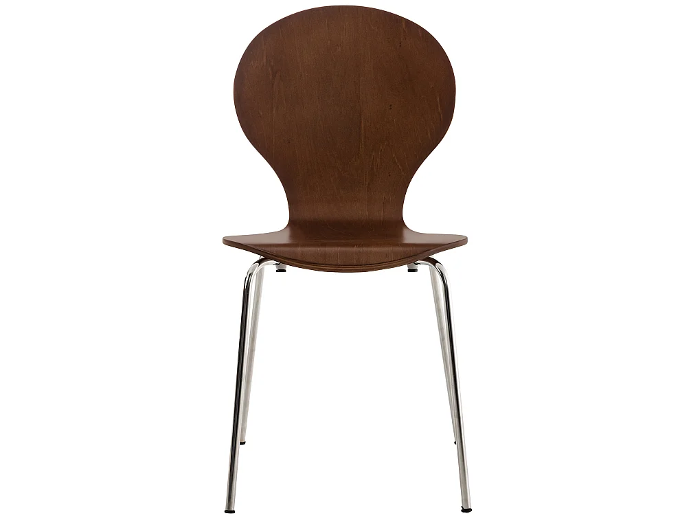 Lot de 4  Chaise de conférence - Bois & Acier inoxydable - Marron - DIEGO