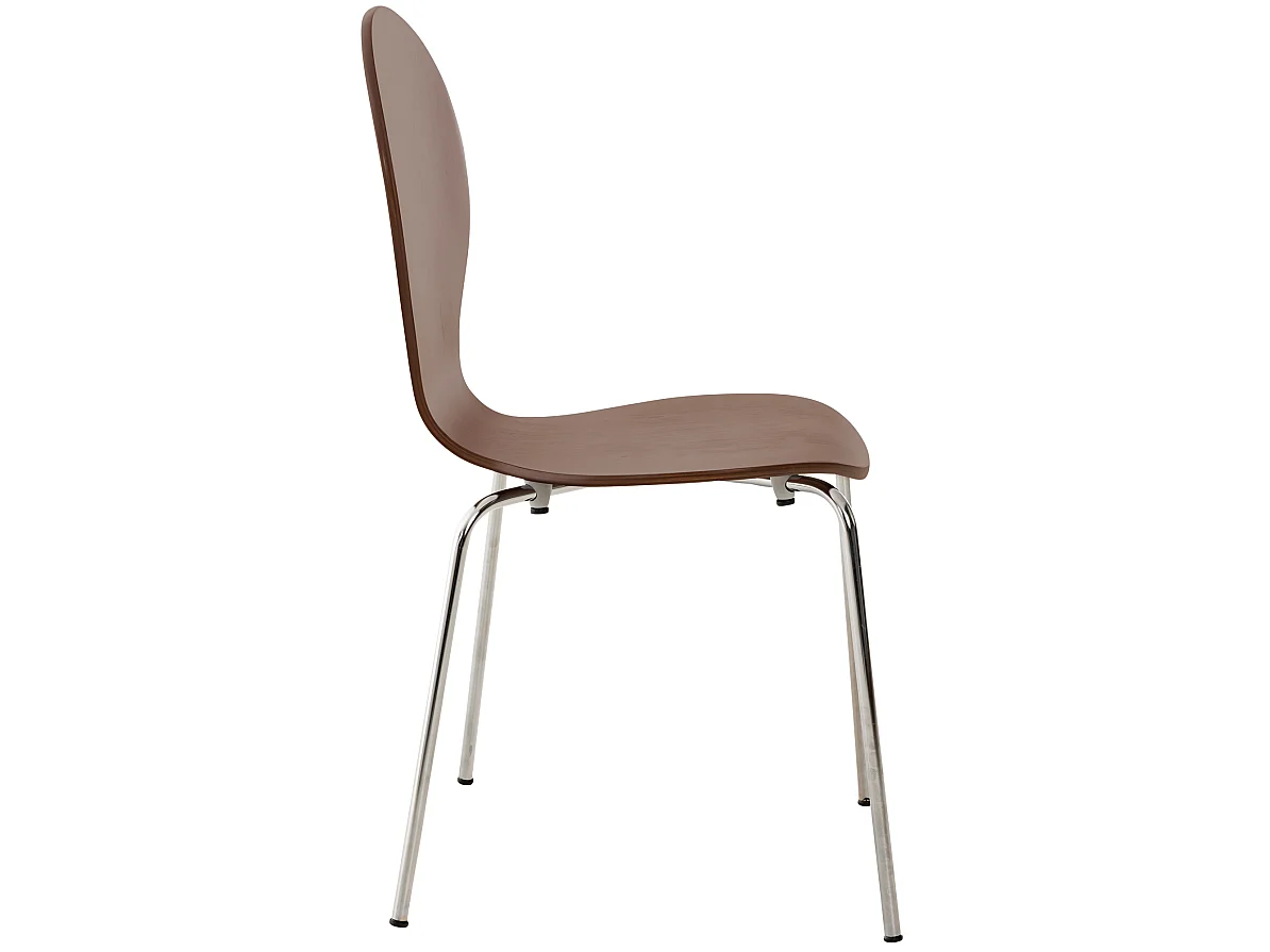Lot de 4  Chaise de conférence - Bois & Acier inoxydable - Marron - DIEGO