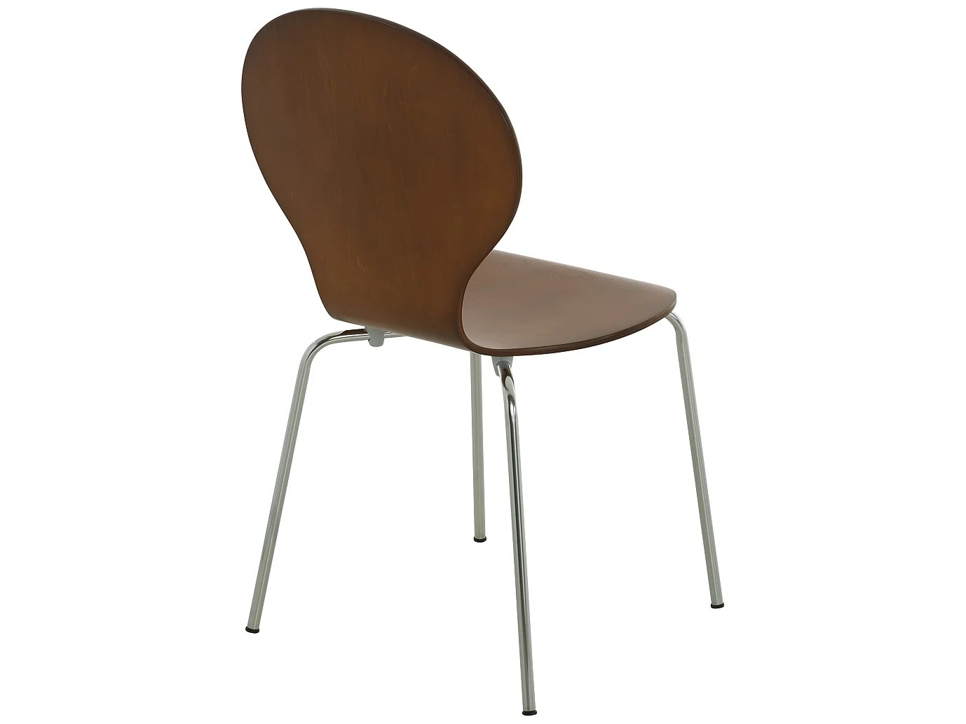 Lot de 4  Chaise de conférence - Bois & Acier inoxydable - Marron - DIEGO