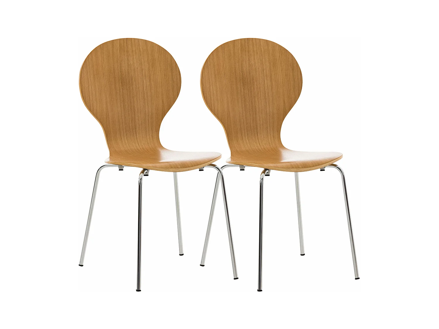 Lot de 2  Chaise de conférence - Bois & Acier inoxydable - Chêne - DIEGO