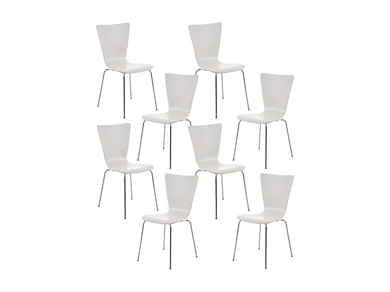 Lot de 8  Chaise de conférence - Bois & Blanc - Blanc - Aaron