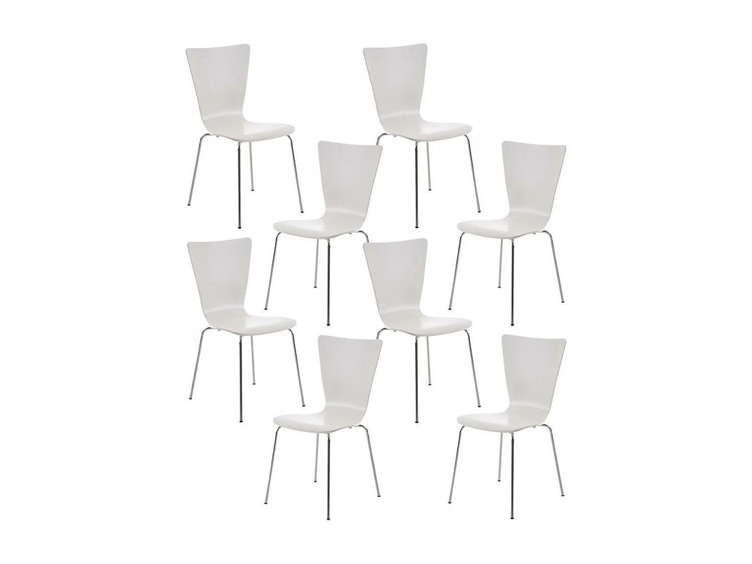 Lot de 8  Chaise de conférence - Bois & Blanc - Blanc - Aaron