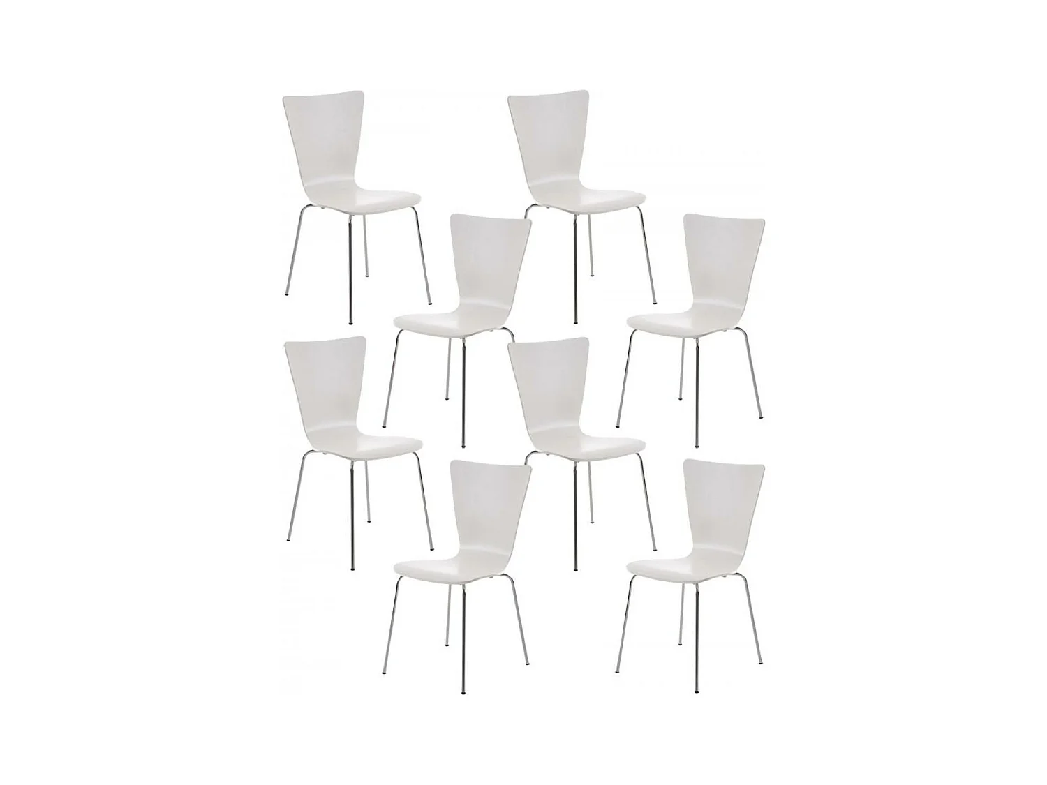 Lot de 8  Chaise de conférence - Bois & Blanc - Blanc - Aaron