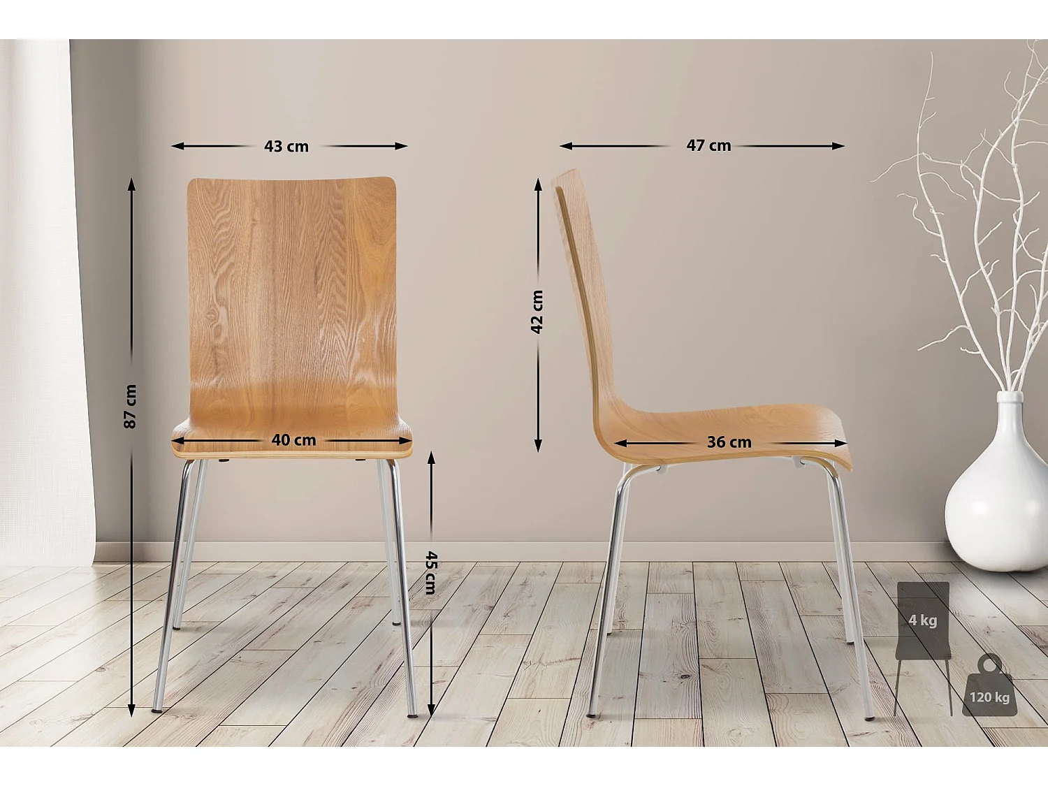 Set van 4  Conferentiestoelen - Hout & antiek - eik - PEPE