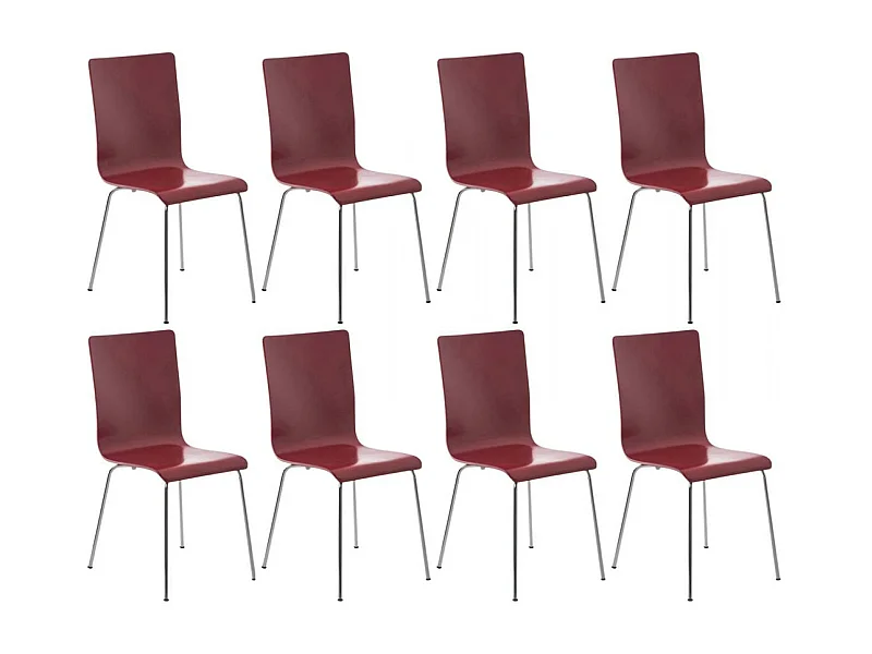 Lot de 8  Chaise de conférence - Bois & Antique - Rouge - PEPE