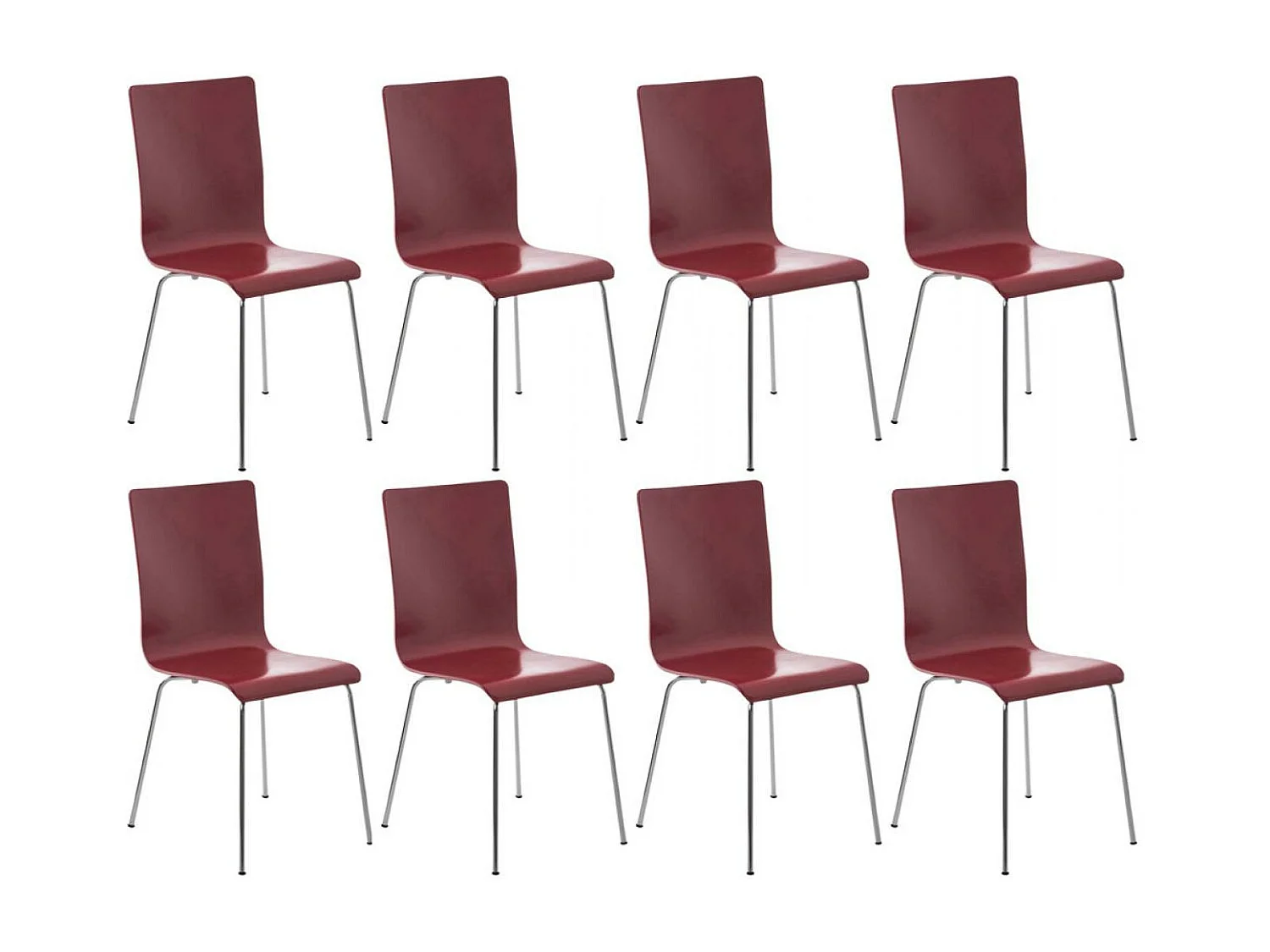 Lot de 8  Chaise de conférence - Bois & Antique - Rouge - PEPE