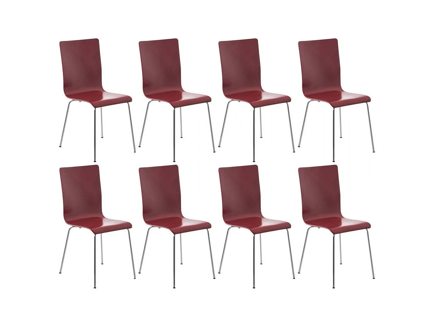 Lot de 8  Chaise de conférence - Bois & Antique - Rouge - PEPE