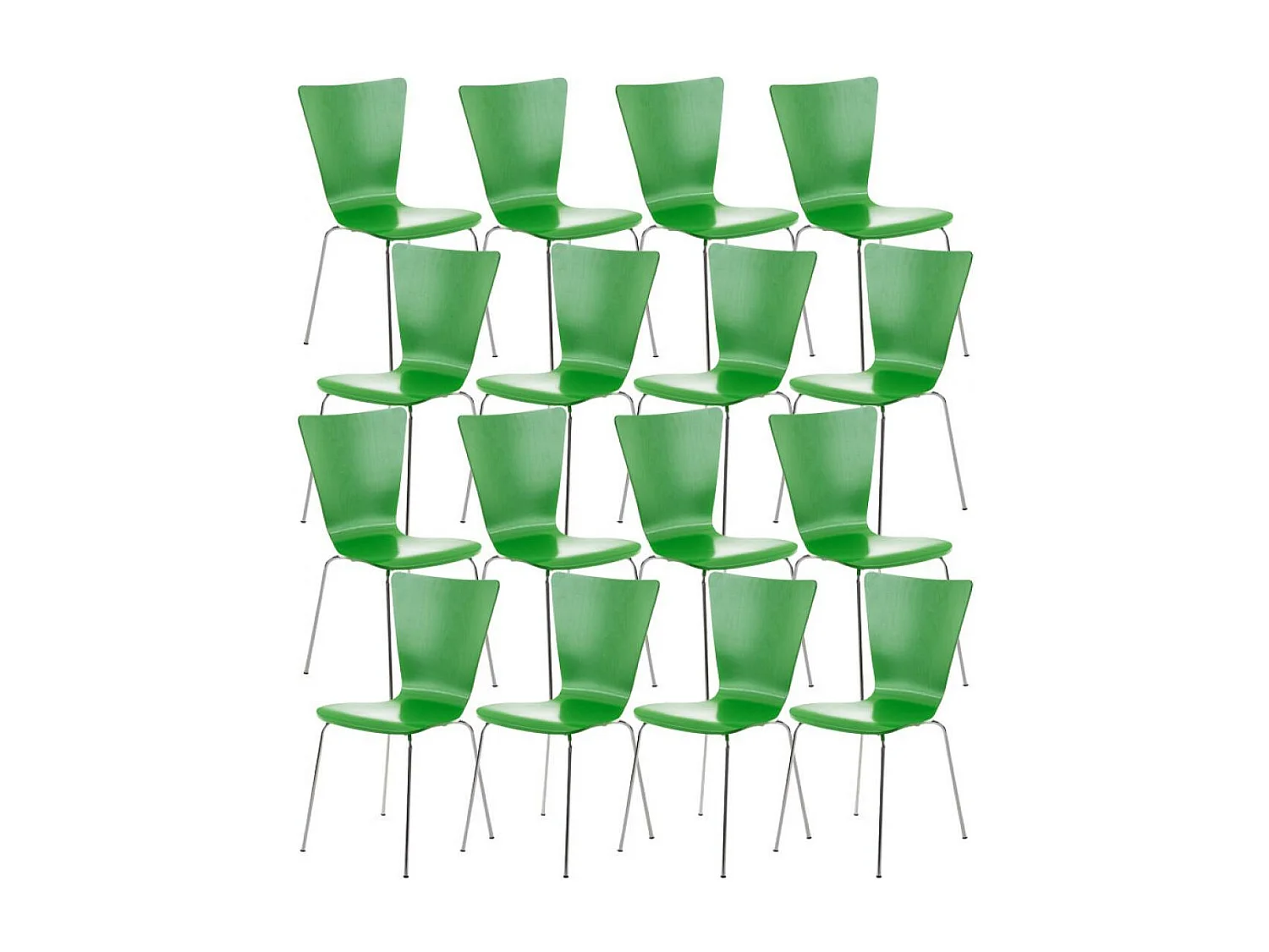 Lot de 16  Chaise de conférence - Bois & Nature - Vert - Aaron