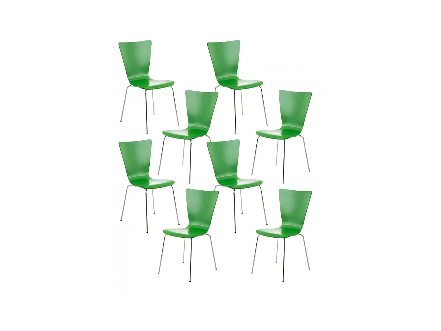 Lot de 8  Chaise de conférence - Bois & Nature - Vert - Aaron