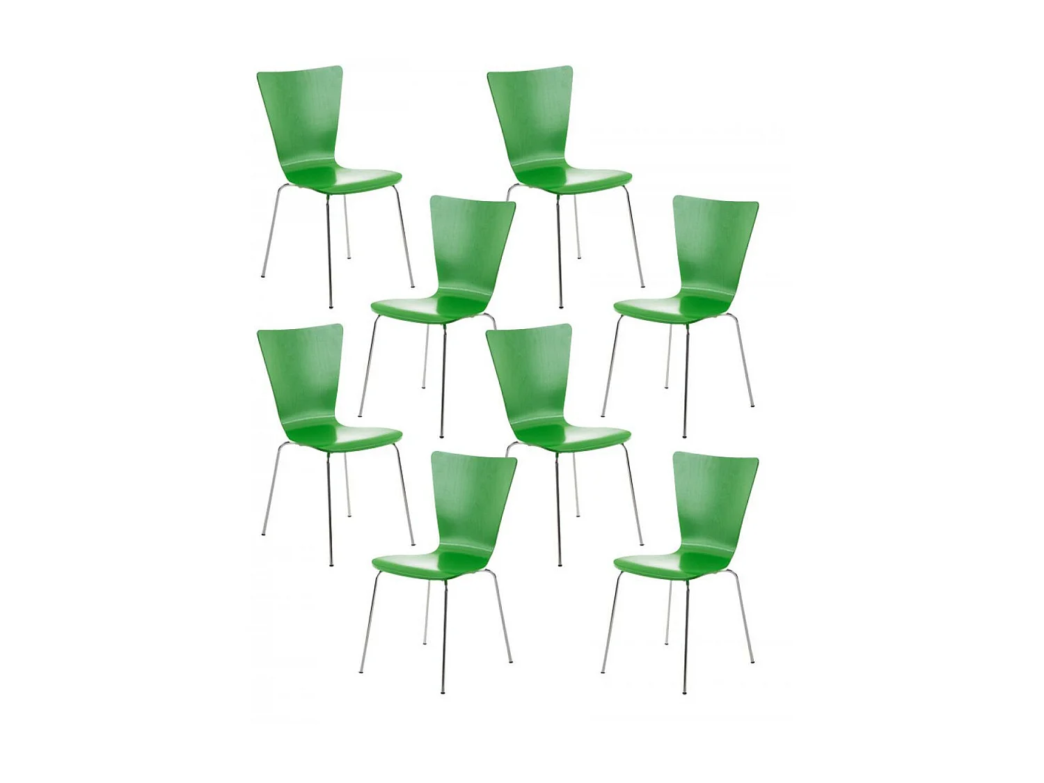 Lot de 8  Chaise de conférence - Bois & Nature - Vert - Aaron