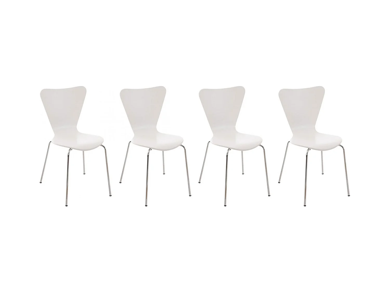 Lot de 4  Chaise de conférence - Bois - Blanc - Calisto