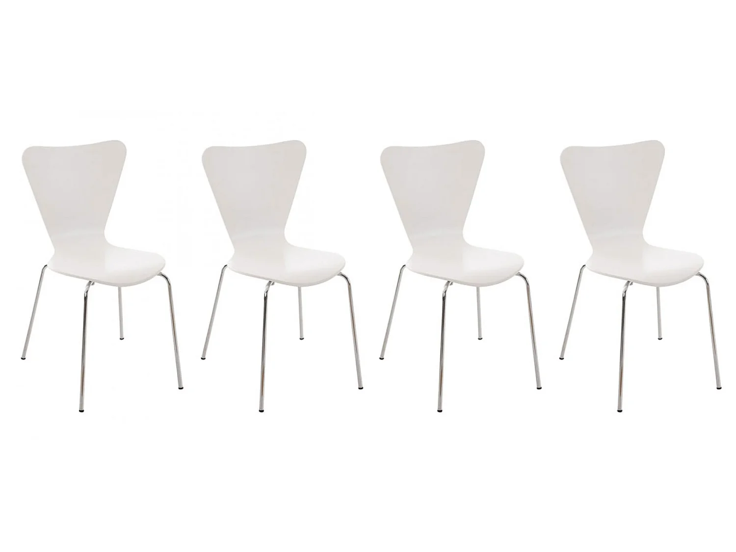 Lot de 4  Chaise de conférence - Bois & Acier inoxydable - Blanc - Calisto