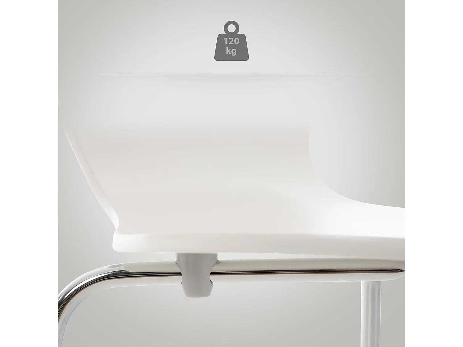 Lot de 4  Chaise de conférence - Bois & Acier inoxydable - Blanc - Calisto