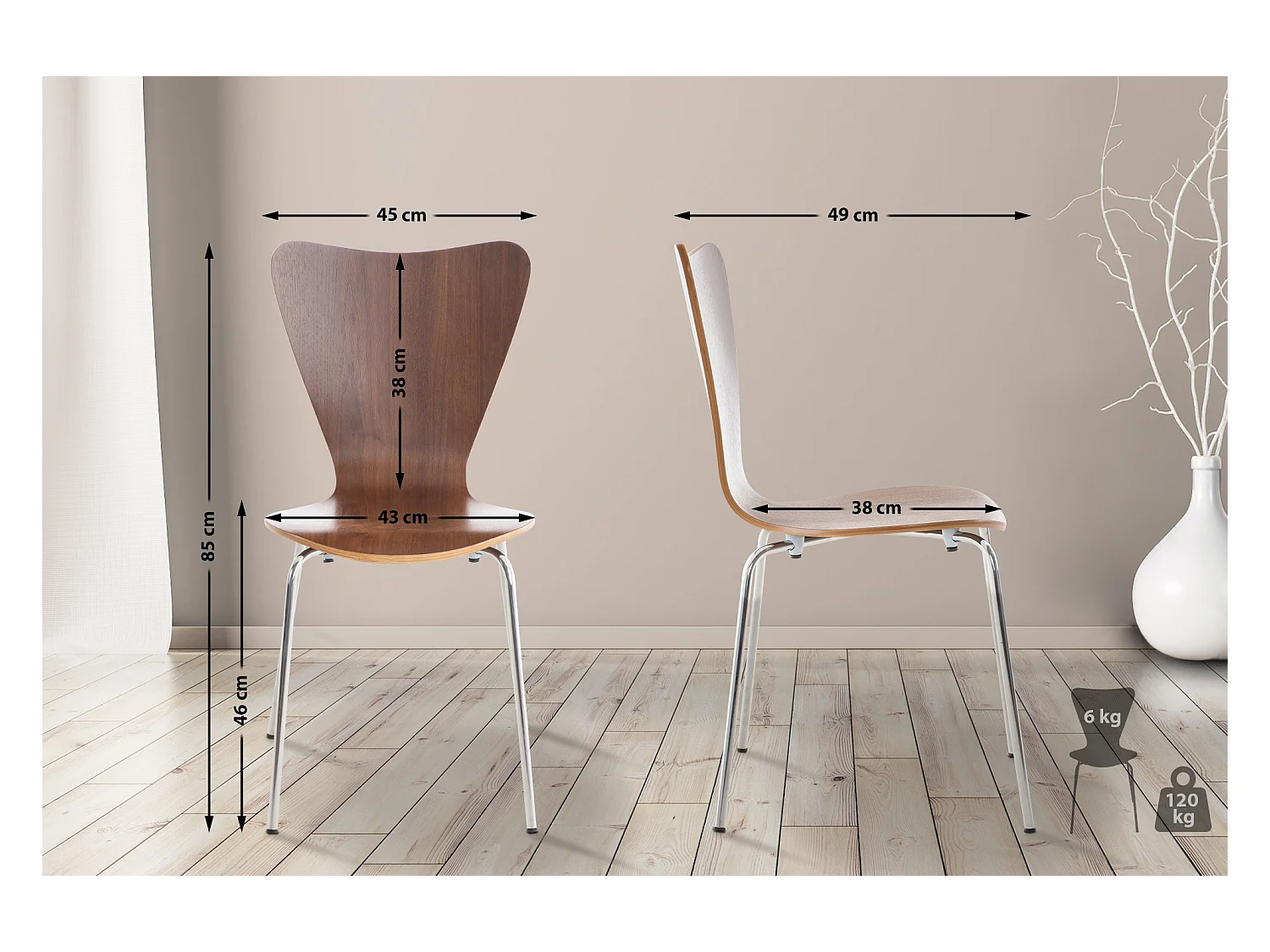 Chaise de conférence - Bois & Blanc - Noyer - Calisto
