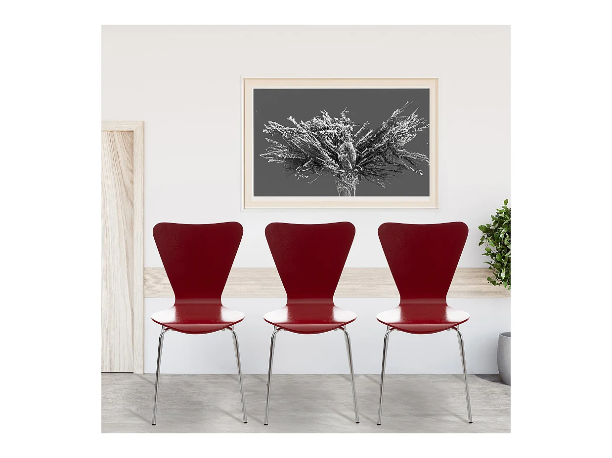 Lot de 2  Chaise de conférence - Bois & Blanc - Rouge - Calisto