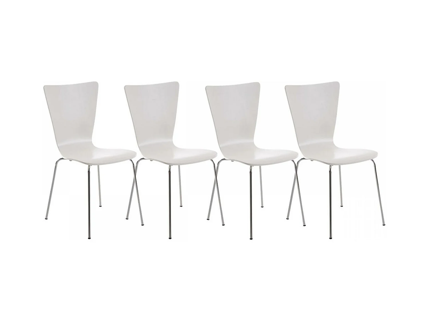 Lot de 4  Chaise de conférence - Bois & Blanc - Blanc - Aaron