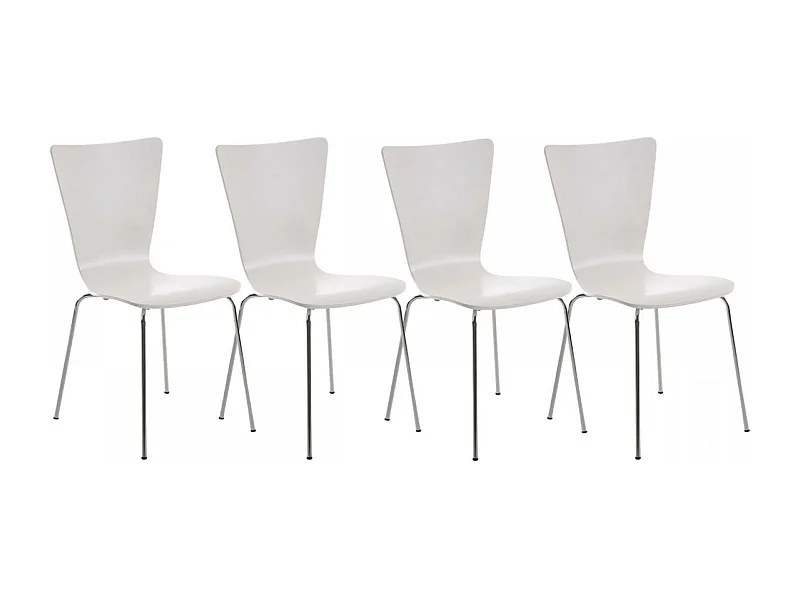 Lot de 4  Chaise de conférence - Bois & Blanc - Blanc - Aaron