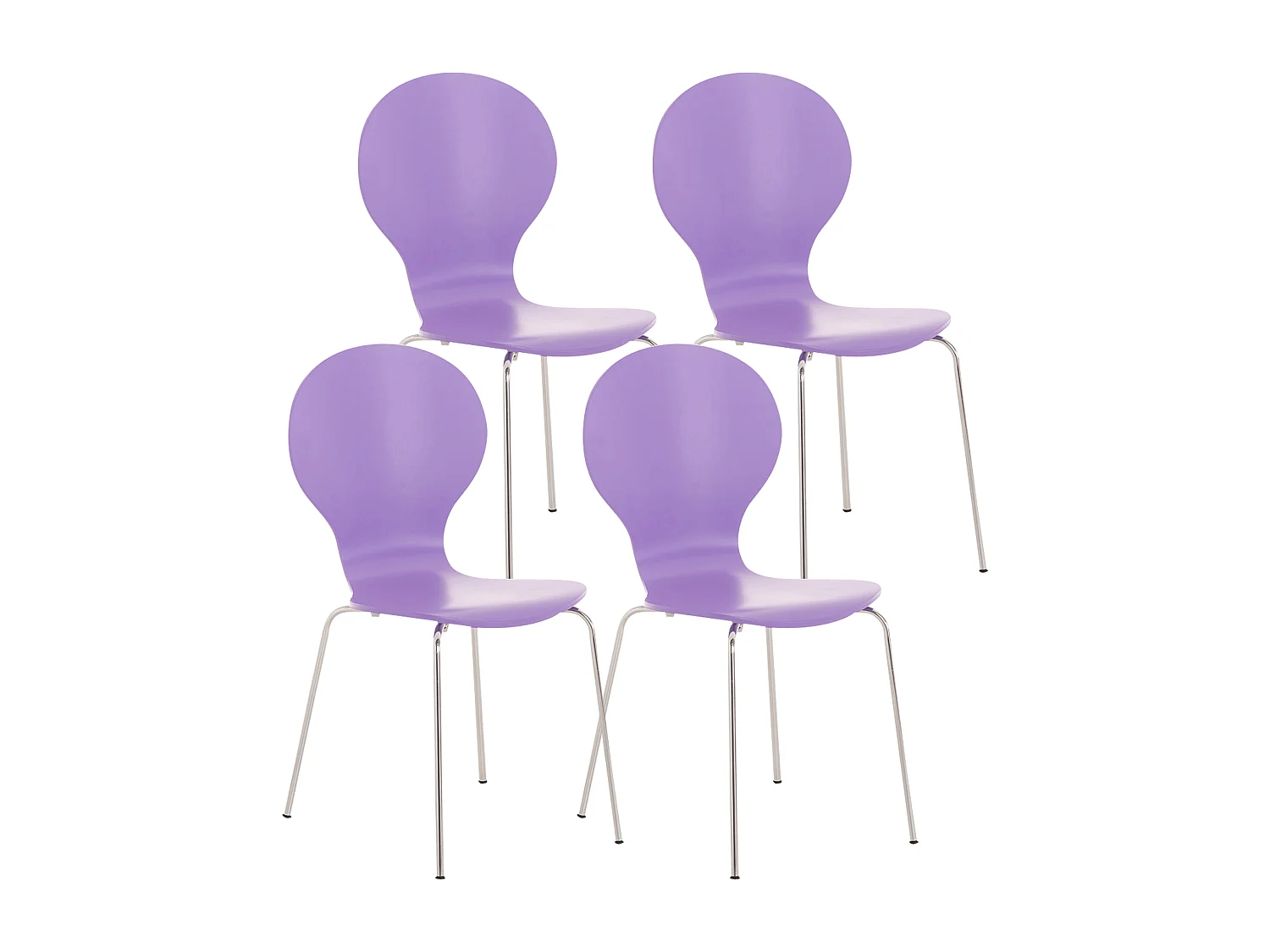 Lot de 4  Chaise de conférence - Bois - Violet - DIEGO