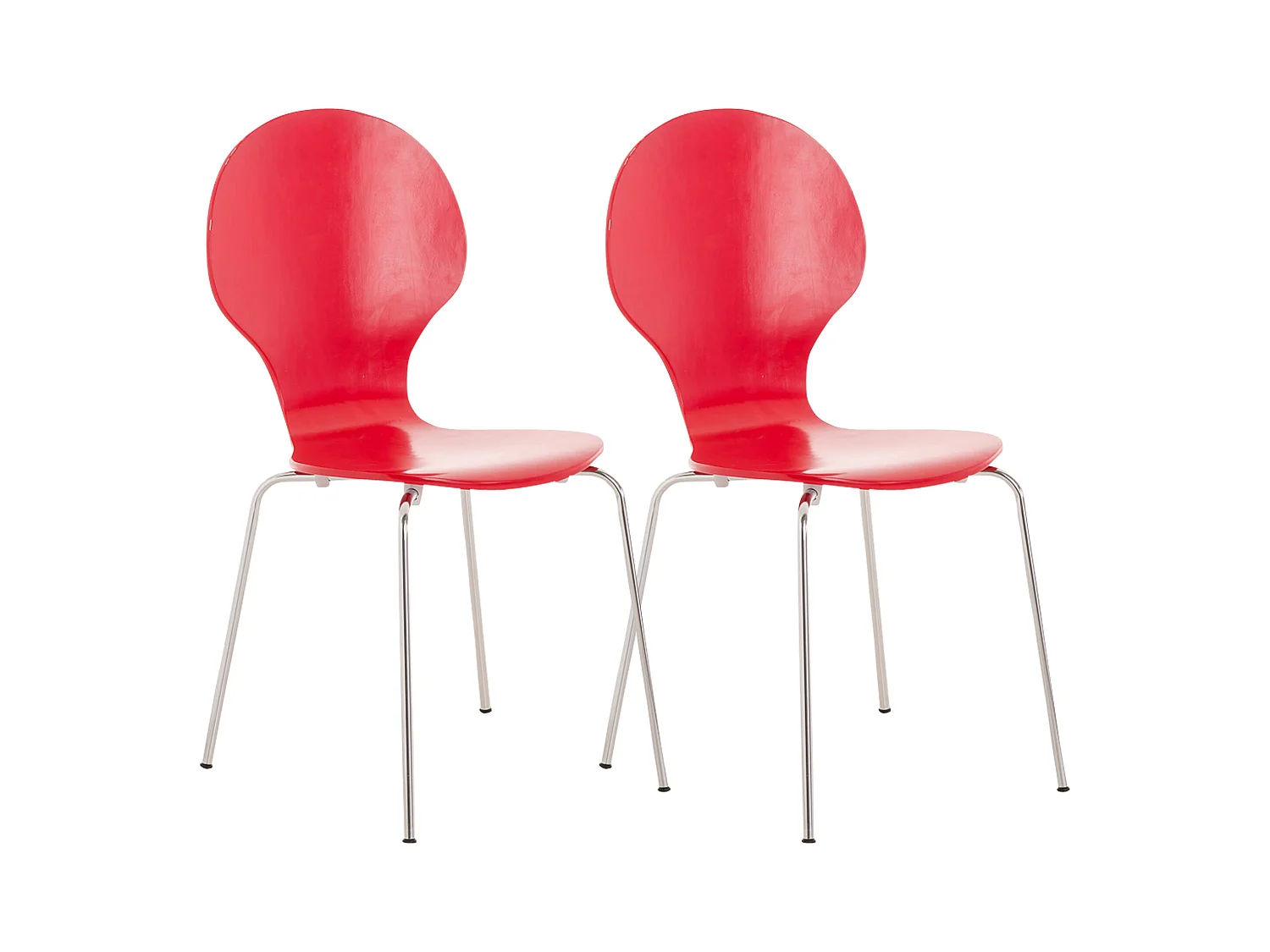 Lot de 2  Chaise de conférence - Bois - Rouge - DIEGO