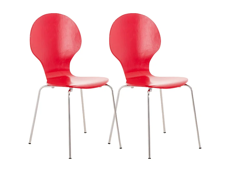 Lot de 2  Chaise de conférence - Bois - Rouge - DIEGO