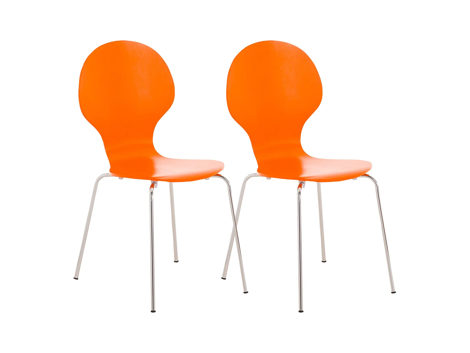 Lot de 2  Chaise de conférence - Bois - Orange - DIEGO
