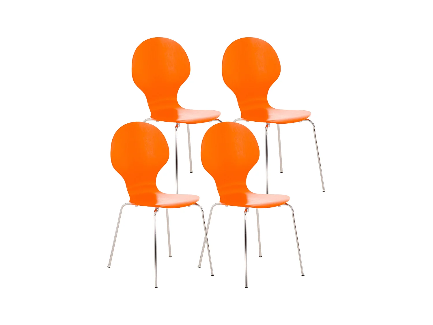 Lot de 4  Chaise de conférence - Bois - Orange - DIEGO