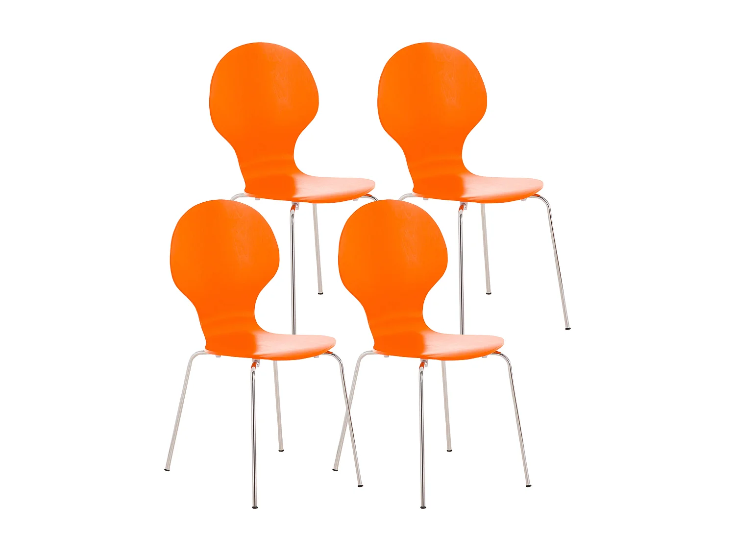 Lot de 4  Chaise de conférence - Bois - Orange - DIEGO