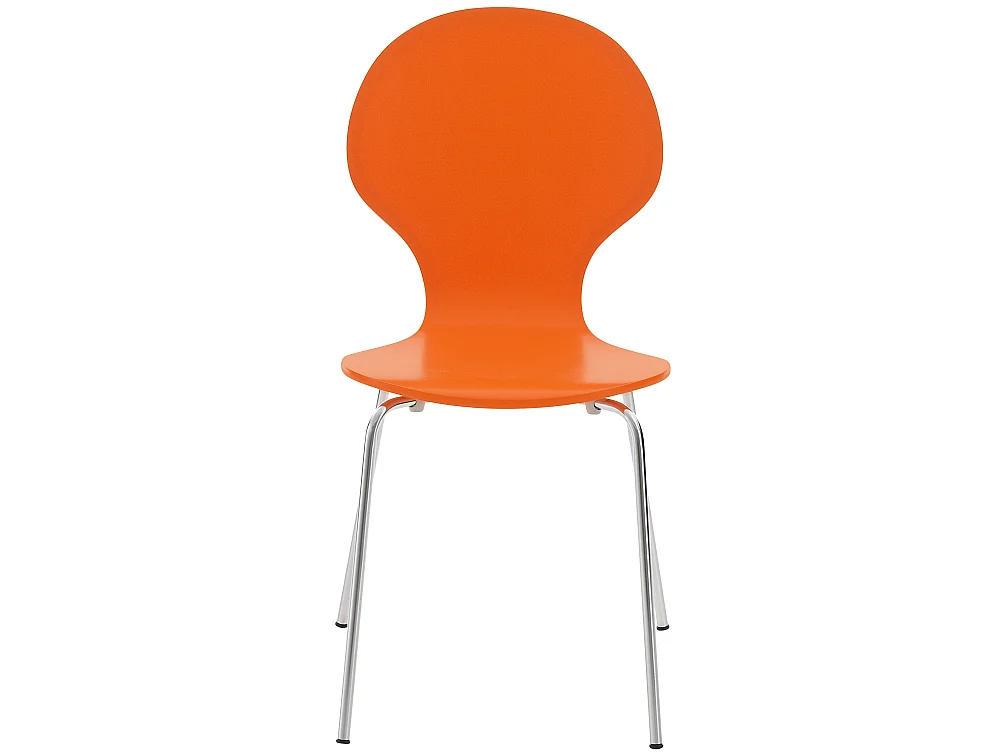 Lot de 4  Chaise de conférence - Bois & Acier inoxydable - Orange - DIEGO