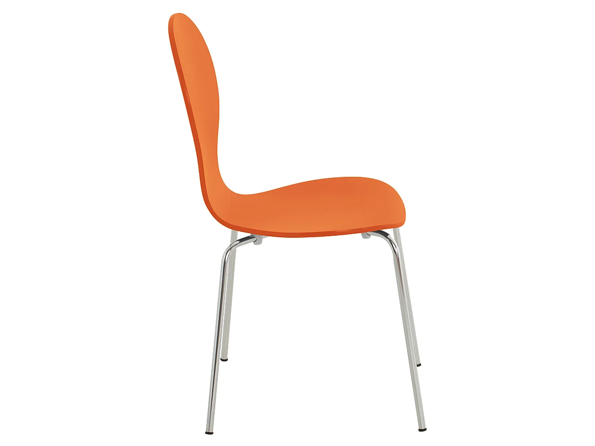 Lot de 4  Chaise de conférence - Bois & Acier inoxydable - Orange - DIEGO