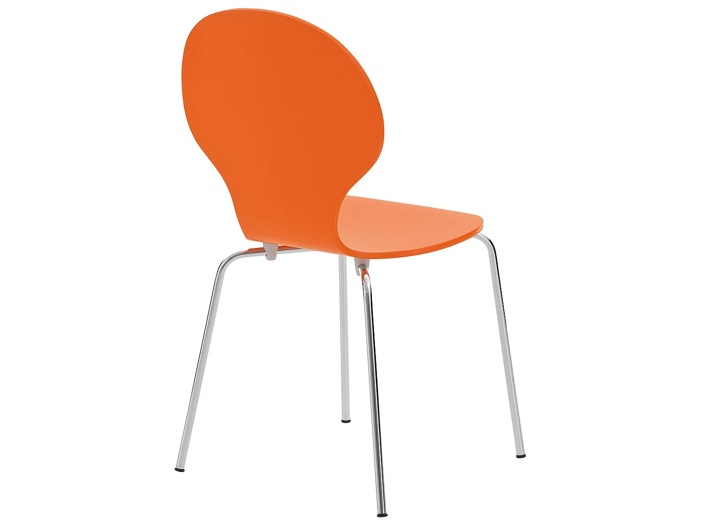 Lot de 4  Chaise de conférence - Bois & Acier inoxydable - Orange - DIEGO