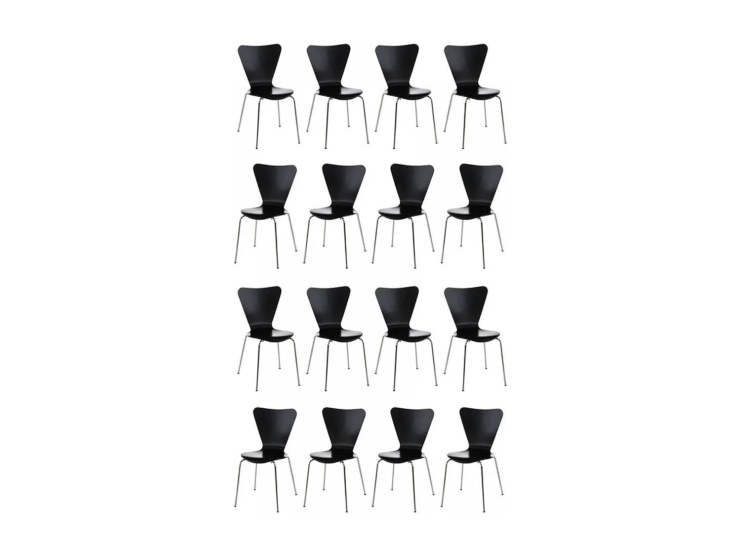 Lot de 16  Chaise de conférence - Bois - Noir - Calisto