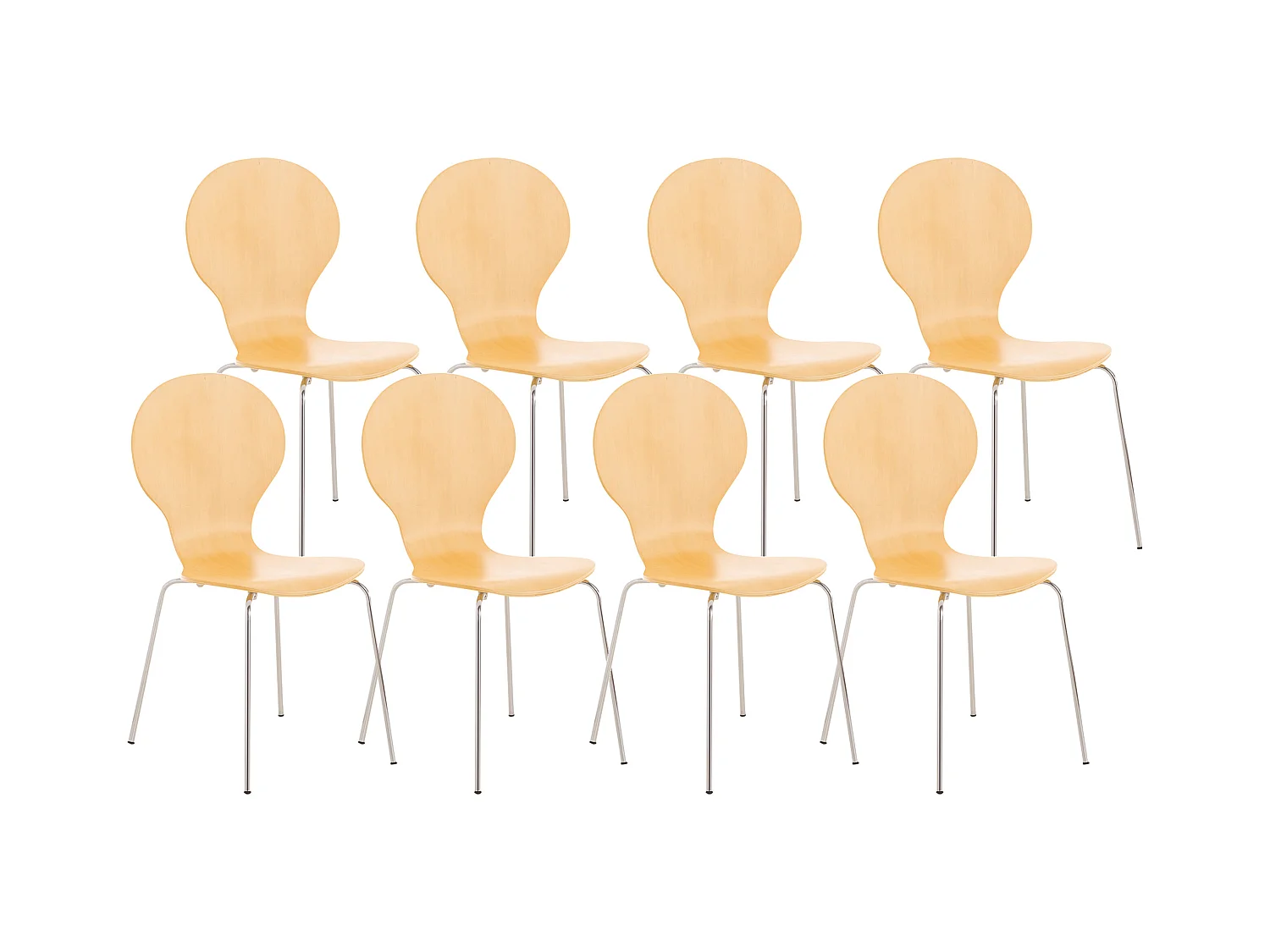 Lot de 8  Chaise de conférence - Bois - Nature - DIEGO