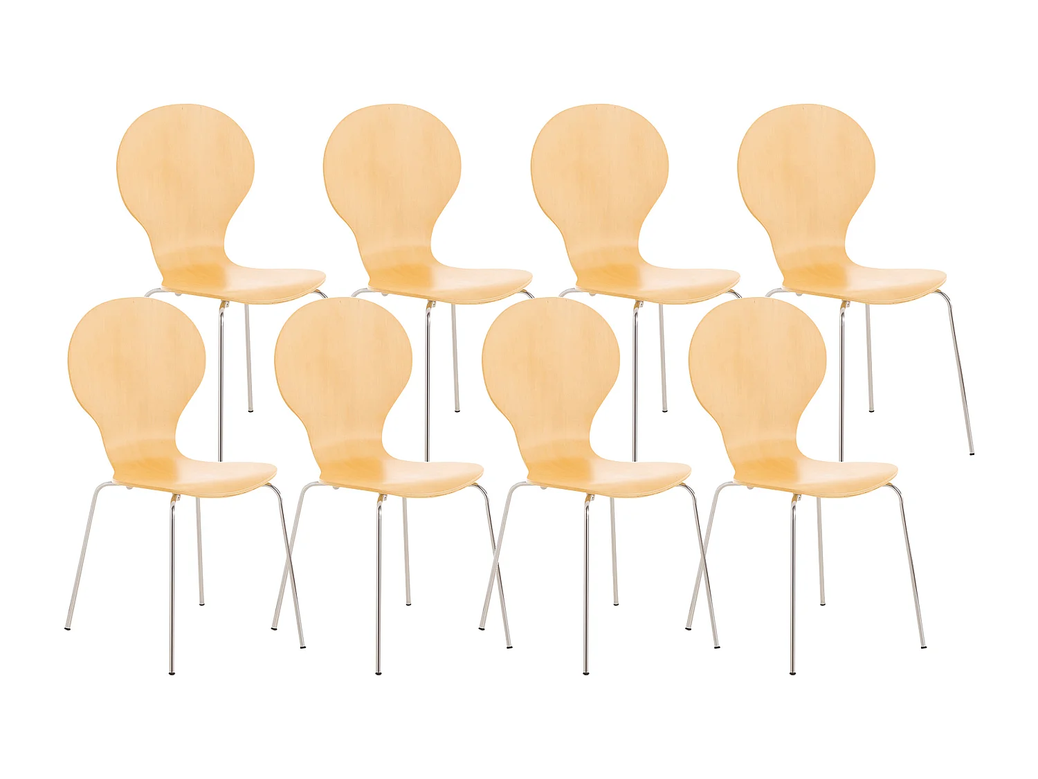 Lot de 8  Chaise de conférence - Bois - Nature - DIEGO