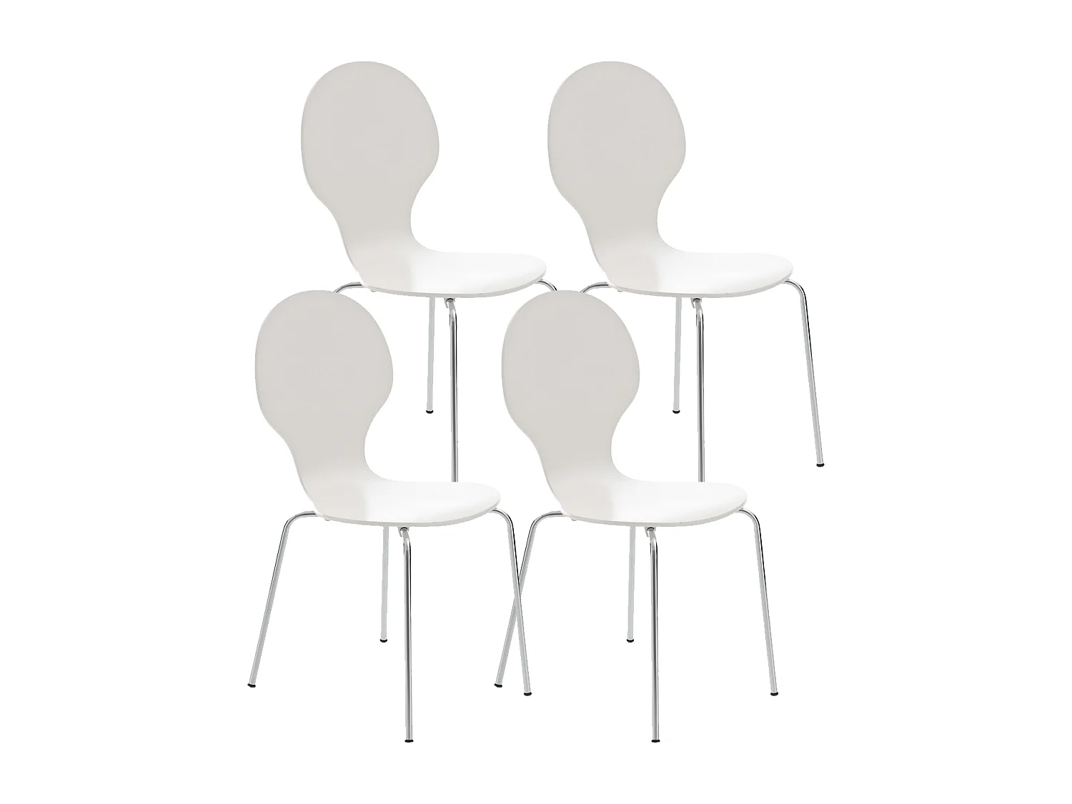 Set van 4  Conferentiestoelen - Hout - wit - DIEGO