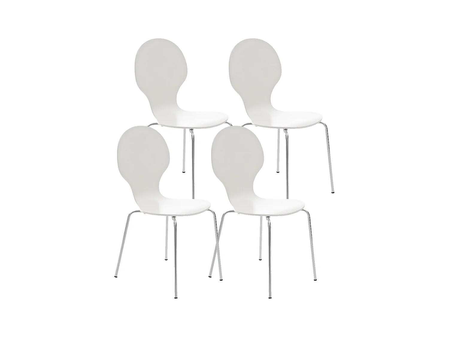 Lot de 4  Chaise de conférence - Bois - Blanc - DIEGO