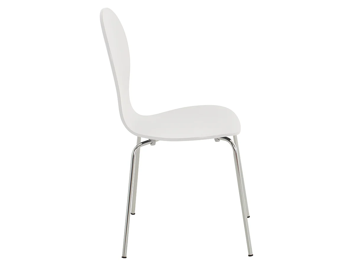 Lot de 4  Chaise de conférence - Bois & Acier inoxydable - Blanc - DIEGO