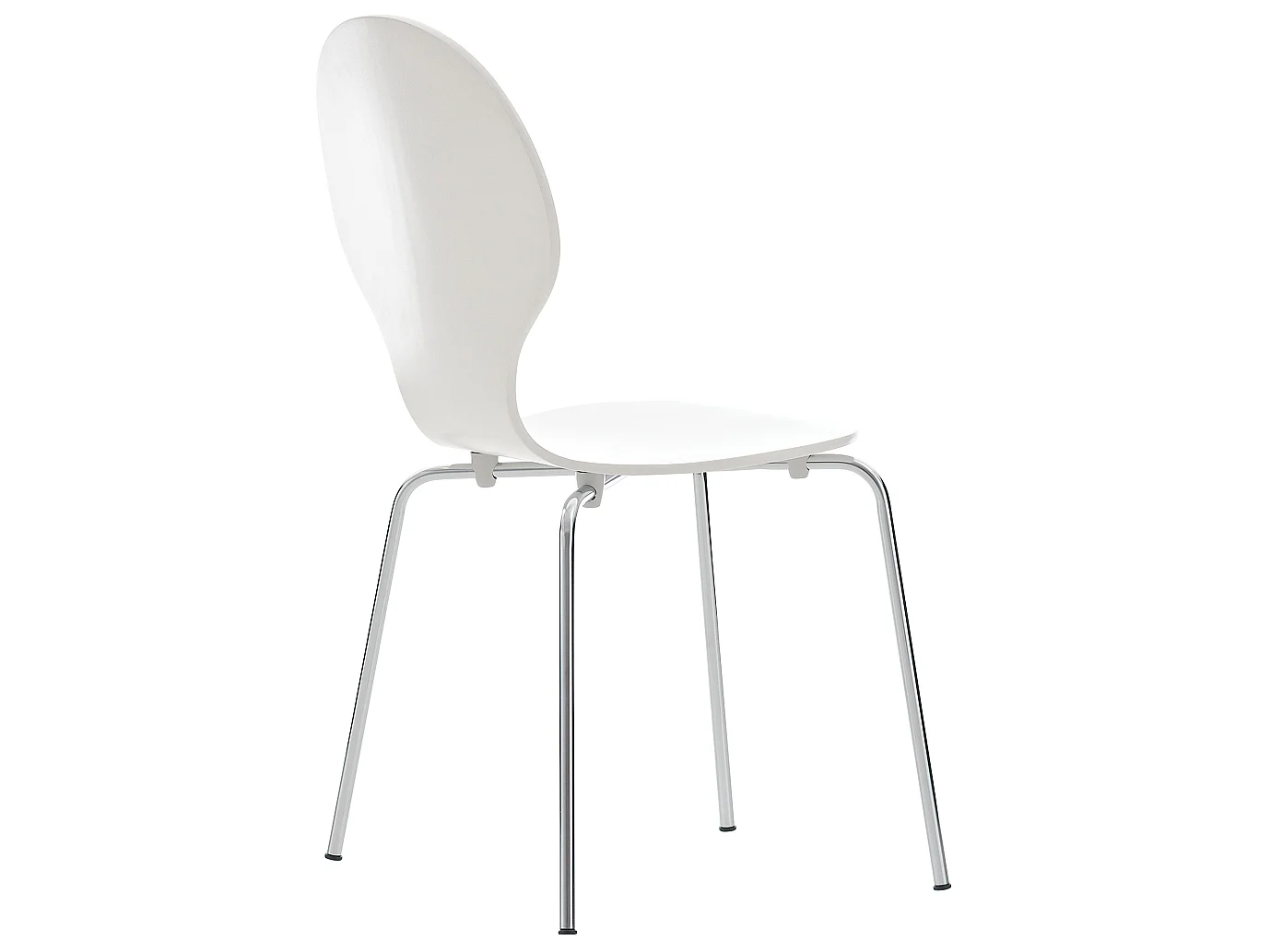 Lot de 4  Chaise de conférence - Bois & Acier inoxydable - Blanc - DIEGO