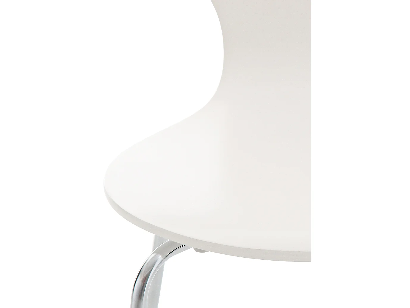 Lot de 4  Chaise de conférence - Bois & Acier inoxydable - Blanc - DIEGO