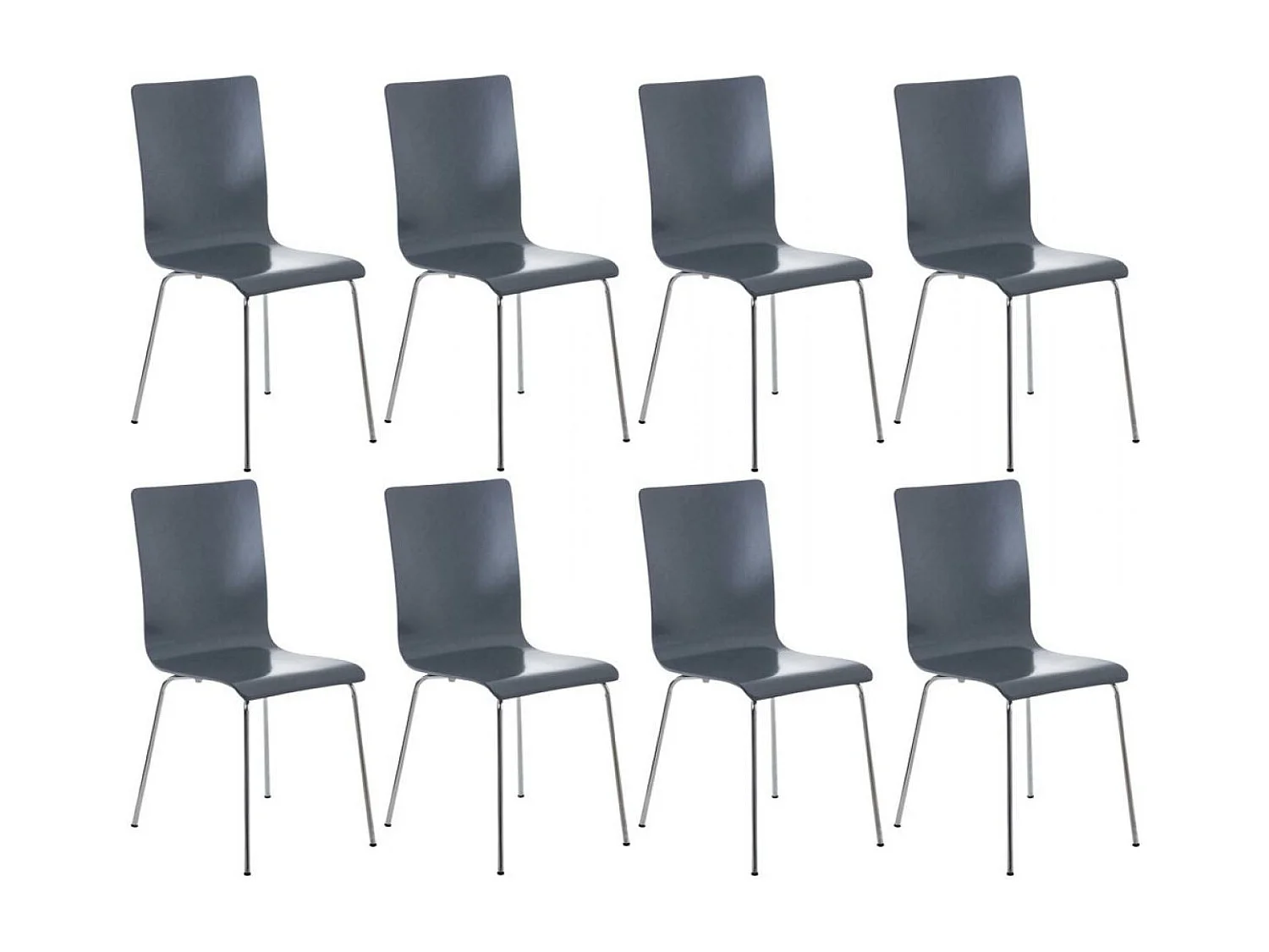 Lot de 8  Chaise de conférence - Bois & Antique - Gris - PEPE