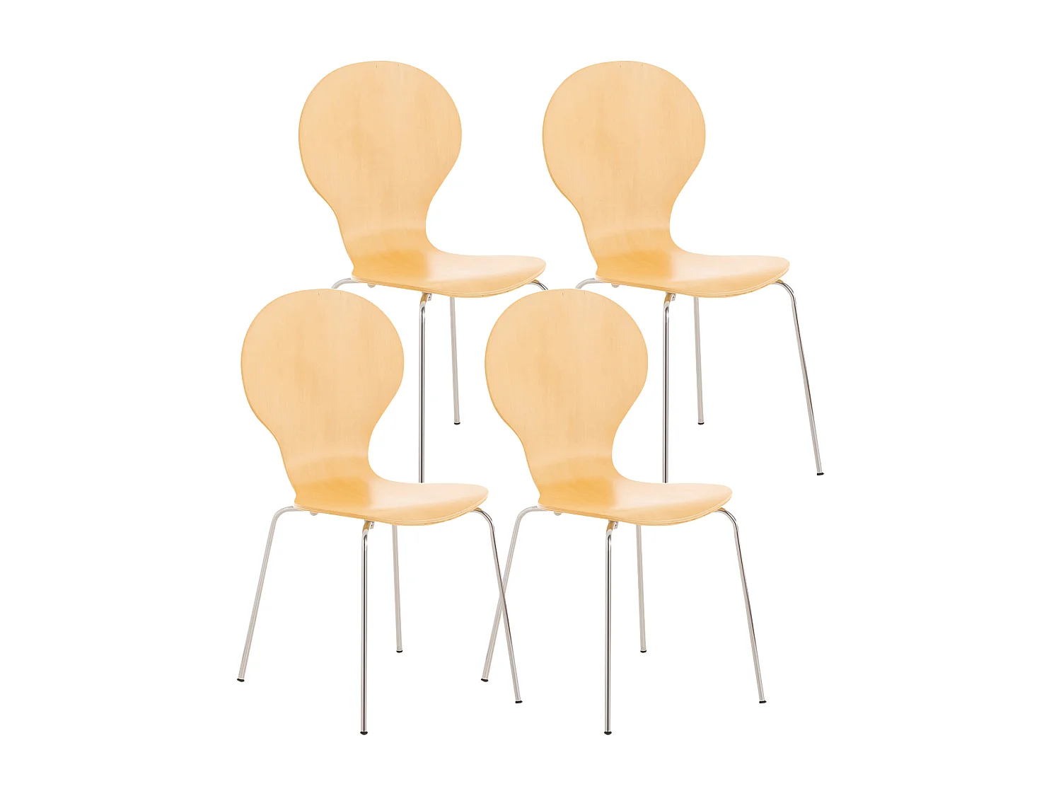 Set van 4  Conferentiestoelen - Hout - natura - DIEGO