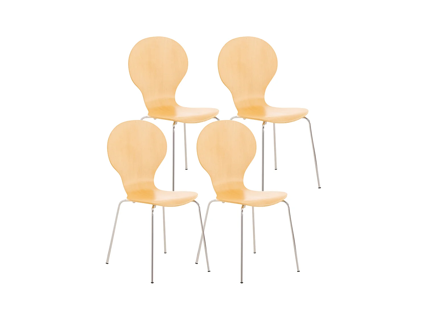 Lot de 4  Chaise de conférence - Bois - Nature - DIEGO