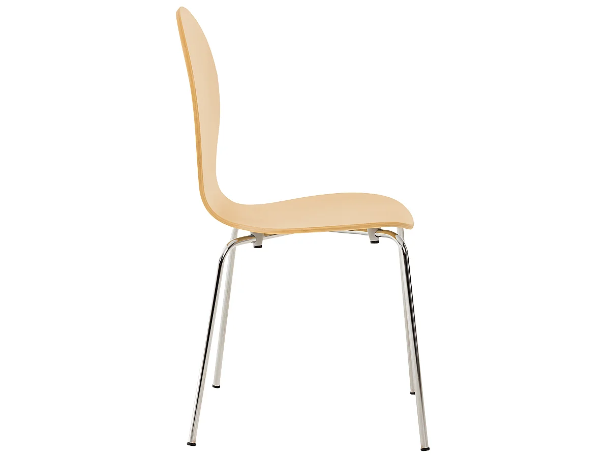 Lot de 4  Chaise de conférence - Bois & Acier inoxydable - Nature - DIEGO