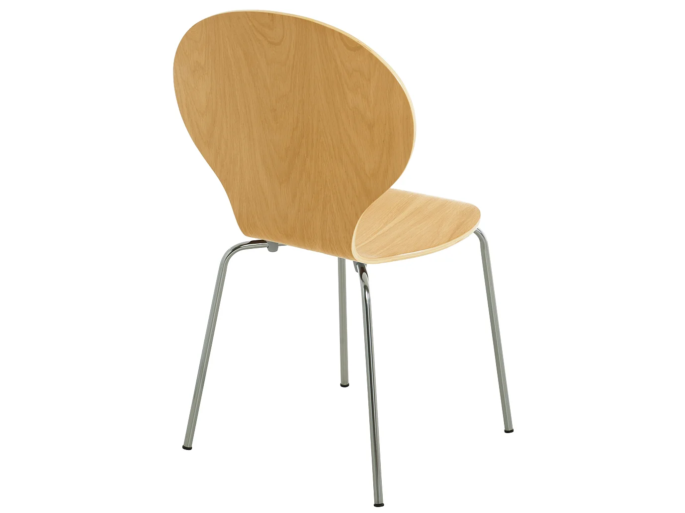 Lot de 4  Chaise de conférence - Bois & Acier inoxydable - Nature - DIEGO