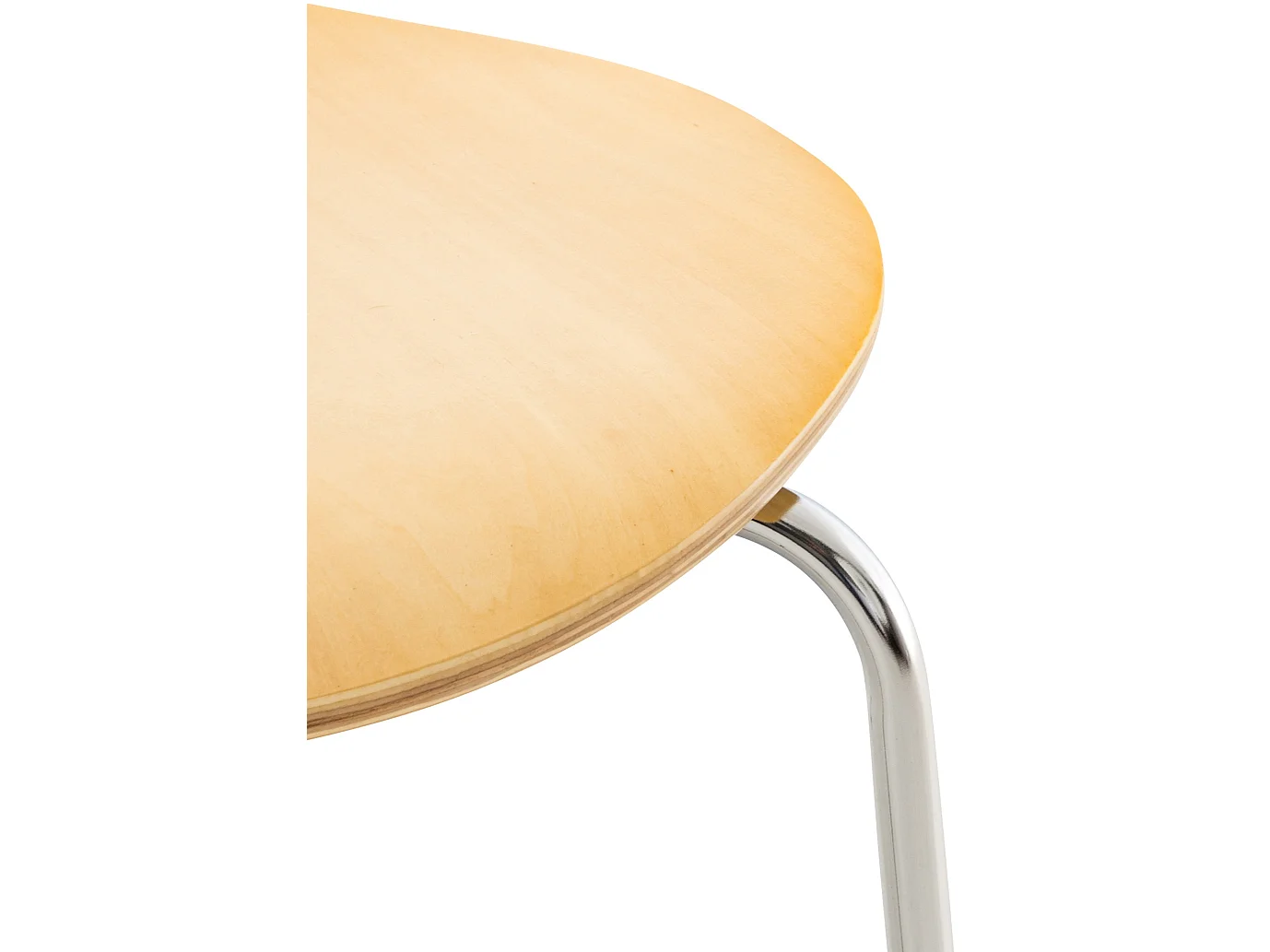 Lot de 4  Chaise de conférence - Bois & Acier inoxydable - Nature - DIEGO