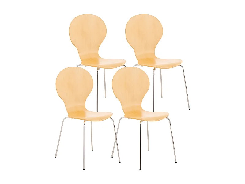 Lot de 4  Chaise de conférence - Bois - Nature - DIEGO