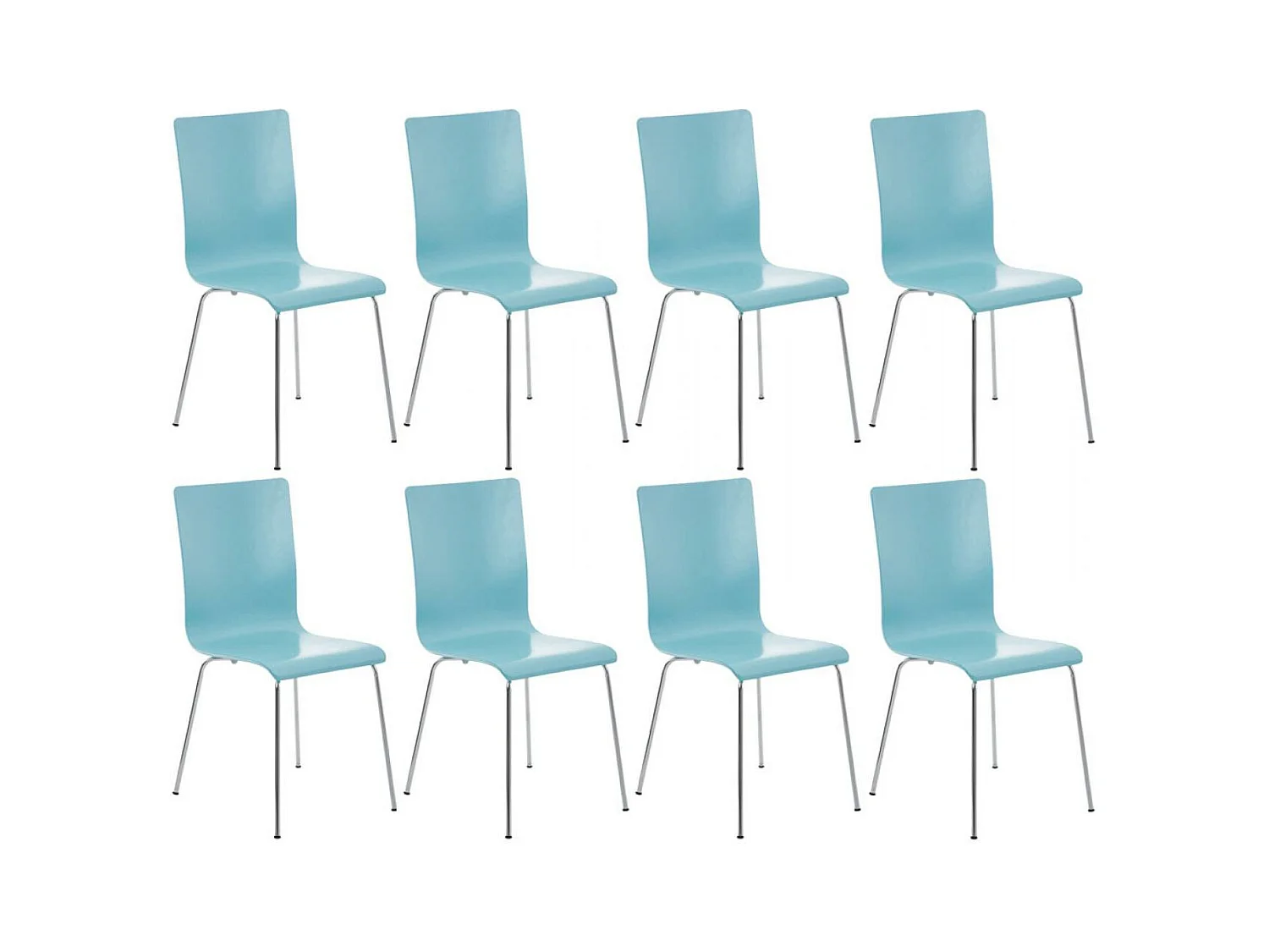 Lot de 8  Chaise de conférence - Bois & Antique - Bleu clair - PEPE