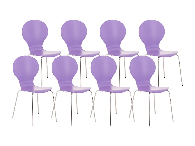 Lot de 8  Chaise de conférence - Bois - Violet - DIEGO